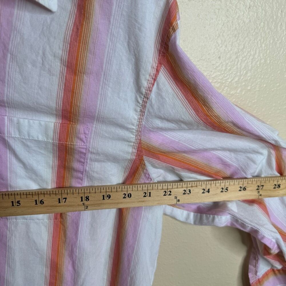 Mango Shirt Women's Large Button Up Longs Sleeve Striped Pocket Casual - Picture 10 of 11